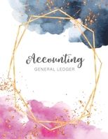 Accounting General Ledger: Watercolor Golden Frame Cover Financial Accounting Ledger for Small Business or Personal, Log, Track Entry Credit, And Debit 6 Column Account Record Book Journal Notebook 1691077445 Book Cover