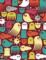 Graph Paper Notebook: Quad Ruled Graphing Paper, 200 Pages, Cute Colorful Ghosts (8.5x11) 1084113686 Book Cover