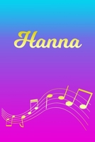 Hanna: Sheet Music Note Manuscript Notebook Paper Pink Blue Gold Personalized Letter H Initial Custom First Name Cover Musician Composer Instrument Composition Book 12 Staves a Page Staff Line Notepad 1706633580 Book Cover