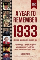 A Year To Remember 1933 History Book: A Nostalgic Tribute for the Radio Babies with Heartfelt Memories of 1933 – An Ideal Gift for Birthdays, Anniversaries, and Special Occasions B0FGN6VS1Z Book Cover