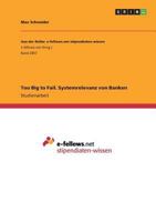 Too Big to Fail. Systemrelevanz von Banken 3668824592 Book Cover