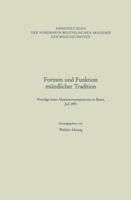 Formen Und Funktion Mundlicher Tradition: Vortrage Eines Akademiesymposiums in Bonn, Juli 1993 3531051156 Book Cover