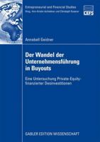 Der Wandel Der Unternehmensfuhrung in Buyouts: Eine Untersuchung Private-Equity-Finanzierter Desinvestitionen 3834915440 Book Cover