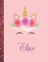 Elsie: Elsie Marble Size Unicorn SketchBook Personalized White Paper for Girls and Kids to Drawing and Sketching Doodle Taking Note Size 8.5 x 11 1658514025 Book Cover