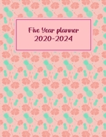 Five Year Planner 2020-2024: Monthly Notebook Planner Organizer, Calendar To Organize Your Monthly And Yearly Agenda. Pink flower cover design. 1650414994 Book Cover