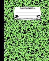 Composition: Dragons All Over Green Marble Composition Notebook College Ruled 7.5 by 9.25 in 150 pages for boys, girls, kids, students, teachers (Funny Dragon Silhouette Composition Books) 1724900242 Book Cover