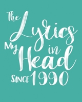 The Lyrics In My Head Since 1990  Notebook Birthday Gift: Blank Sheet Music Notebook / Journal Gift, 120 Pages, 5x8, Soft Cover, Matte Finish 1674356404 Book Cover