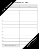 Matthew D. Publishing Scattergories Score Record: Scattergories Game Sheet Keeper for Keep Track Of Who's Ahead In Your Favorite Creative Thinking Category Based Game (Vertical) 1678959057 Book Cover