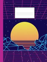 80s notebook: A fun and trendy 80's theme composition book: College ruled, soft back: Perfect for school work: Vaporwave sunset design 1091254249 Book Cover