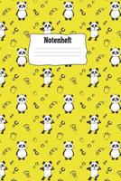 Notenheft: Notenheft gelb mit Pandas , 120 beschreibbare Seiten, 6x9 Zoll (215.9 x 279.4 cm) (German Edition) 1090125666 Book Cover