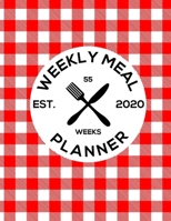 Weekly Meal Planner 2020: 55 Weeks of daily Meals planning, Shopping list with fields to mark. No more wasting food. Meals diary, Journal - Original red chequered pattern. 1711767913 Book Cover