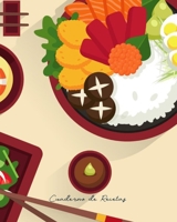 Cuaderno de Recetas: Cuaderno elegante para anotar las mejores recetas e instrucciones para guardar o regalar a un ser querido, ideal para personas ... (Portada Plato Japonés) (Spanish Edition) 165623470X Book Cover