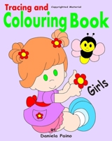 Tracing and Colouring Book: Girls B08HTM6CQS Book Cover