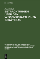 Betrachtungen über den wissenschaftlichen Gerätebau 3112499670 Book Cover