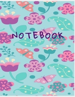Notebook: College Ruled Notebook - Pink and Purple Butterflies and Flowers Large (8.5 x 11 inches) - 140 Pages 1674190433 Book Cover
