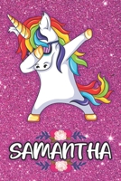 Samantha - Dabbing Unicorn Notebook: Personalized Dabbing Unicorn notebook For Girls Who Love Unicorns - Cute Rainbow Unicorn, Cute Rainbow Unicorn For Kids, School, Students and Teachers (Wide Ruled  1654314129 Book Cover