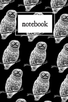 Owl print black and white notebook: novelty notebook 6x9 1672772257 Book Cover