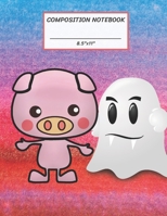 Composition Notebook: Halloween Vampire Ghost Pig, Wide Ruled paper Notebook, Notes Taking, Basic Lines Journal,8.5x11,100 Pages, For Boys, Girls, Kids, Teens, Home, Primary, Elementary, School, Colle 1692507974 Book Cover