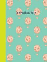 Composition Book: College Ruled Primary Notebook with Cute Hot Air Balloon Pattern Cover Design in Aqua Blue 1072467550 Book Cover